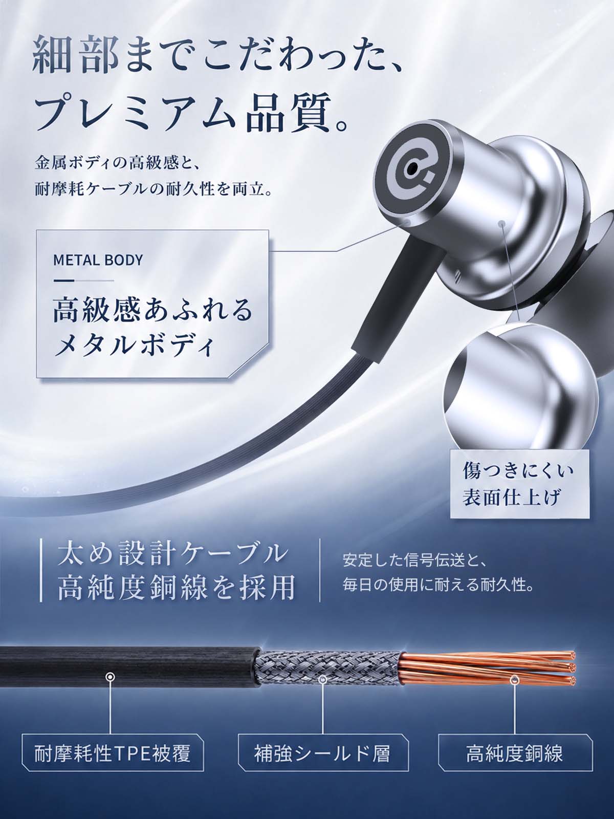 ANCノイズキャンセリング 有線イヤホン J232