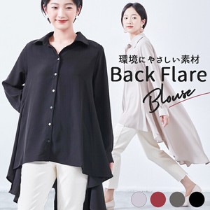 《秋冬》【On One's Own】ロングバックフレアブラウス・長袖シャツ・ブレアバック・チュニック