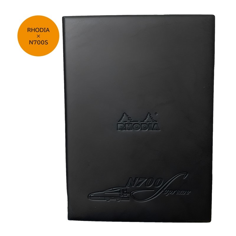【RHODIA×新幹線】N700Sロゴ入りカバー（ブラック）＋ロディアメモNo.16（ブラック）