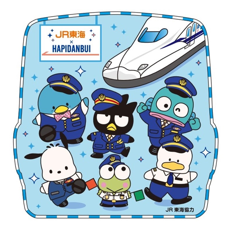 コラボオリジナル描きおろしデザイン<br>
「はぴだんぶい」は、ポチャッコ、タキシードサム、けろけろけろっぴ、バッドばつ丸、ハンギョドン、あひるのペックル、個性あふれる6人の男のコたちが「ハッピーになりたい男子たち、V字回復をねらう」という意味がこめられたユニット。<br>「大丈夫！君は君のままで、きっとうまくいく」というメッセージと、さまざまなチャレンジを通してみんなをちょっとハッピーにするキャラクターユニットです。<br>
コロナ禍を乗り越え、さらなる飛躍を目指す「ＪＲ東海グループ」、そして2023年10月1日に発足し新たなチャレンジの歩みを始めた「ＪＲ東海リテイリング・プラス」との想いが重なり、今回のコラボレーションが実現いたしました。