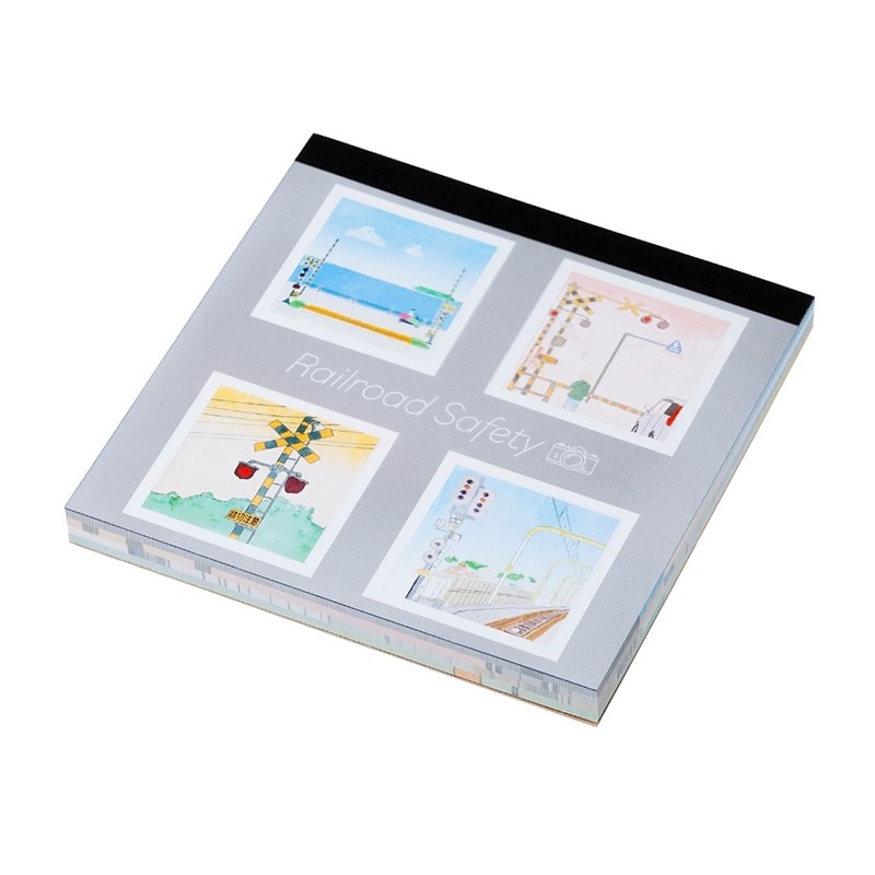 大人の踏切文具　踏切情景　メモパッド・スクエア