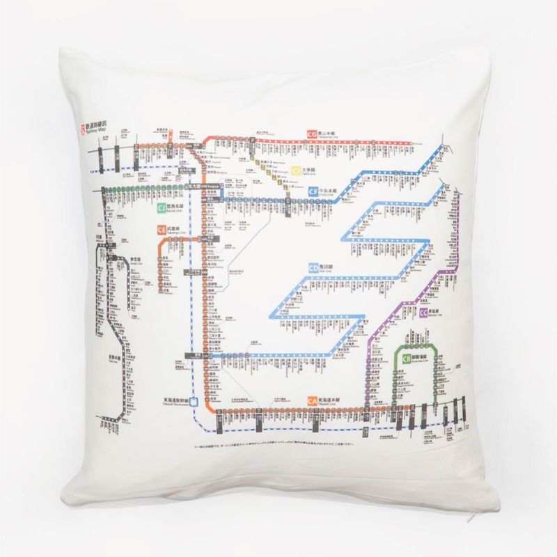 鉄道モチーフ クッションカバー　JR東海鉄道路線図柄