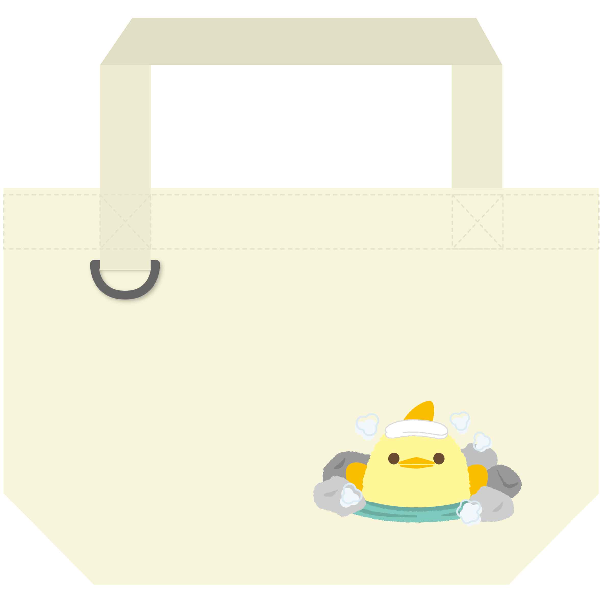 ミニトートバッグ【ぴよりん×温泉】