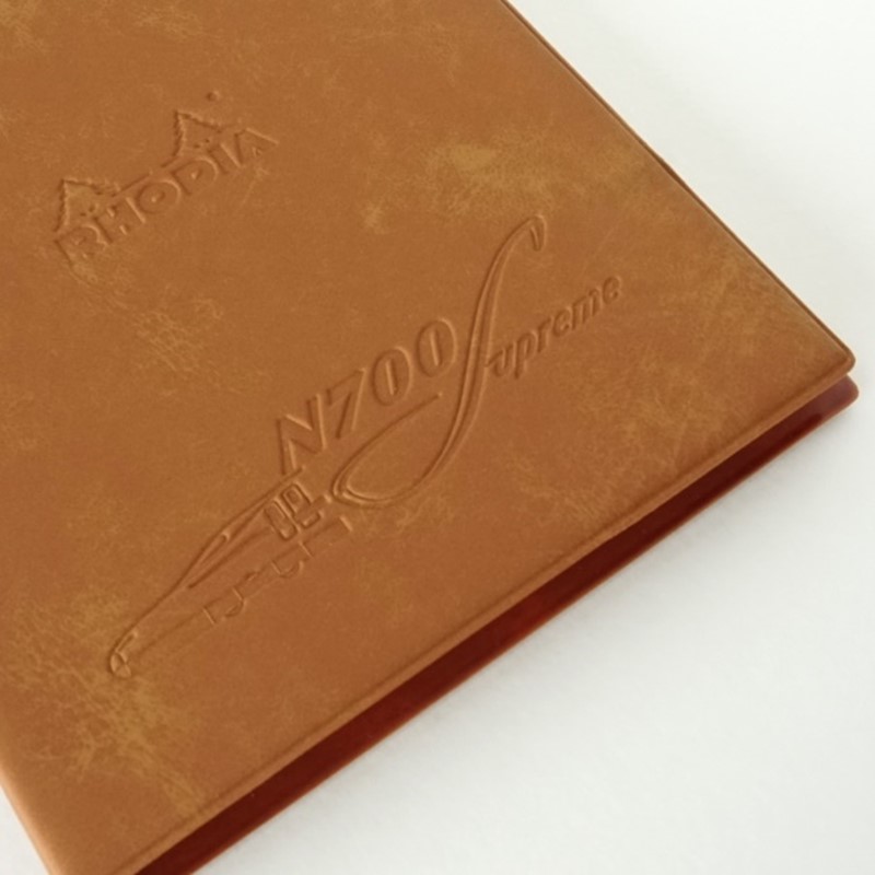 【RHODIA×新幹線】N700Sロゴ入りカバー（ブラウン）＋ロディアメモNo.16（オレンジ）
