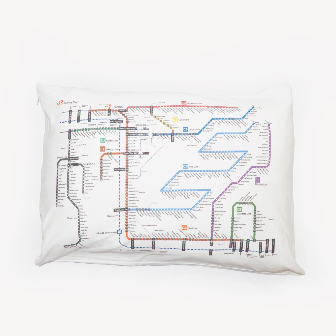 鉄道モチーフ 枕カバー　JR東海鉄道路線図柄