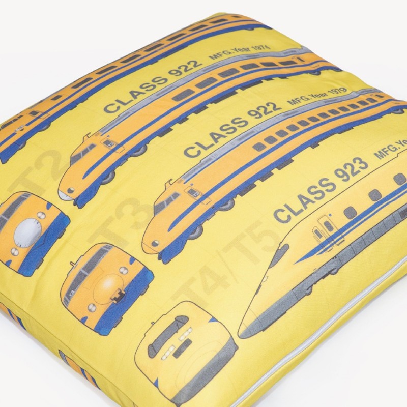 鉄道モチーフ クッションカバー　歴代ドクターイエロー柄