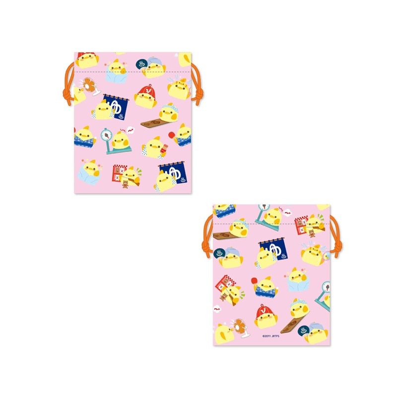 巾着２枚セット【ぴよりん×温泉】