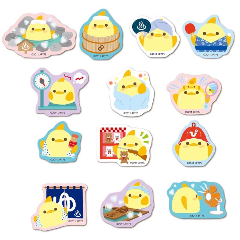 フレークシール13柄×２枚【ぴよりん×温泉】