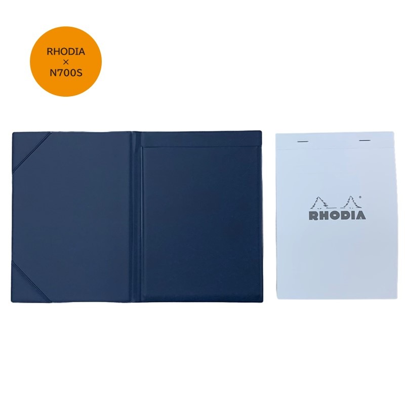 【RHODIA×新幹線】N700Sロゴ入りカバー（ネイビー）＋ロディアメモNo.16（ホワイト）