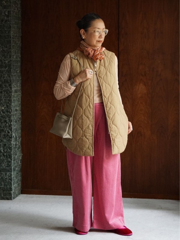 【25AW新作】キルティングベスト ベージュ