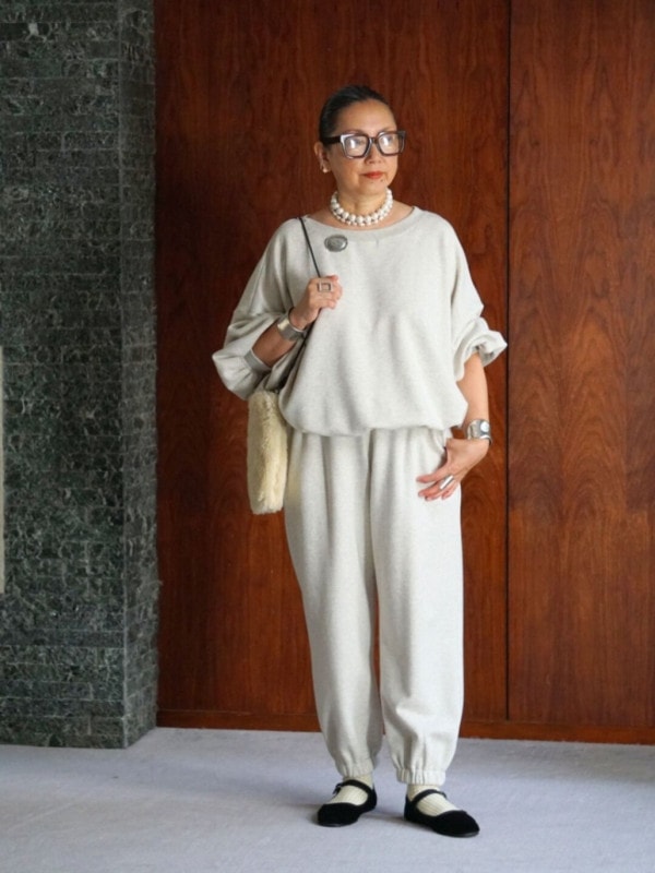 【25AW新作】裏毛ジョガーパンツ ライトグレー