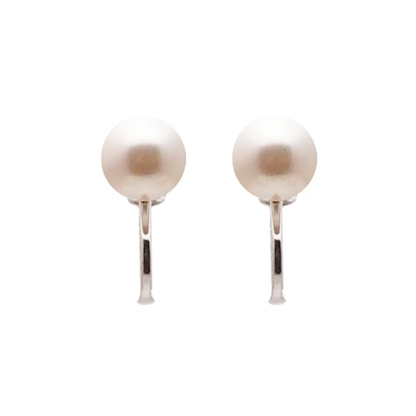 クリスタルガラスパール　1粒イヤリング クリームローズカラー