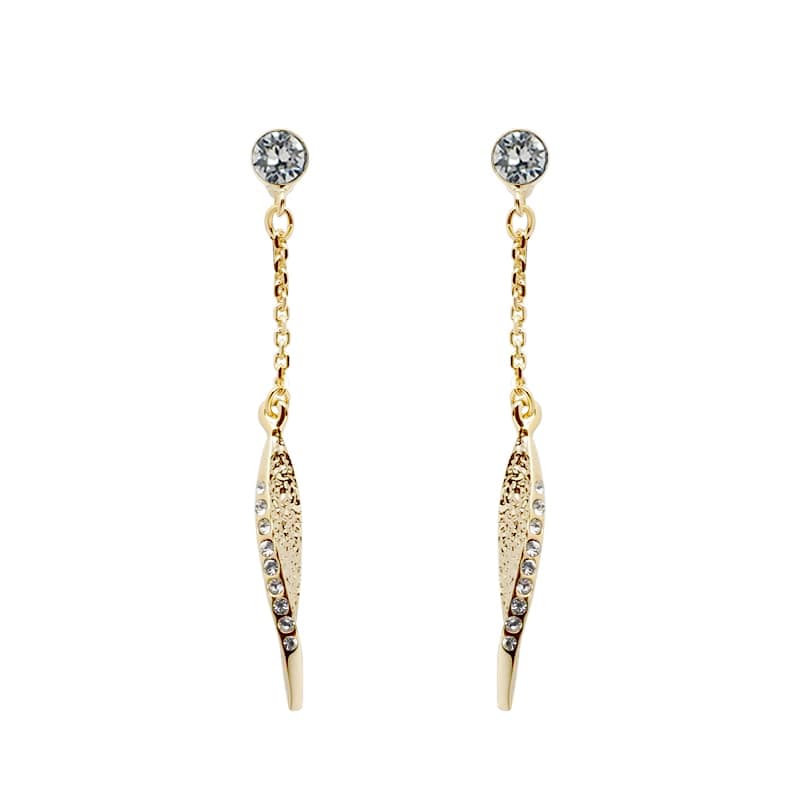 リーフモチーフ　メタルスイングピアス ロジュームカラー