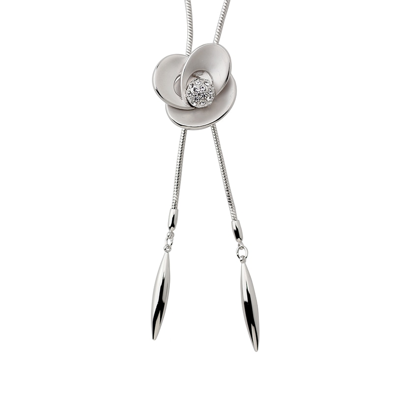 モダンフラワーモチーフ　スライド式ネックレス ロジュームカラー