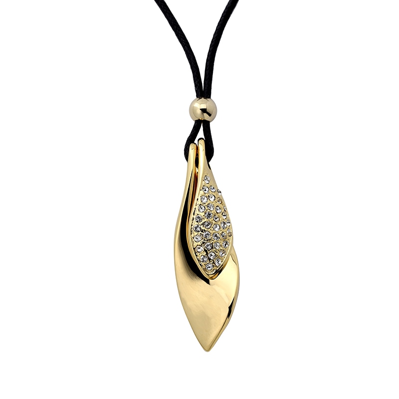 モダンリーフモチーフ　デザインネックレス ゴールドカラー