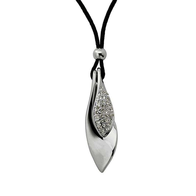 モダンリーフモチーフ　デザインネックレス ロジュームカラー