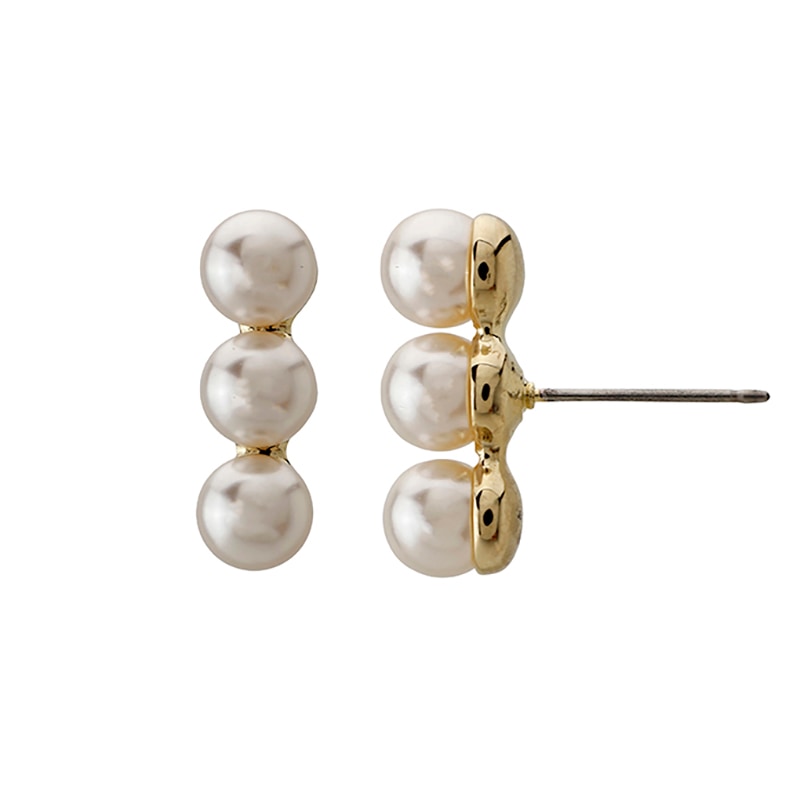 クリスタルガラスパール　トリニティピアス ゴールドカラー