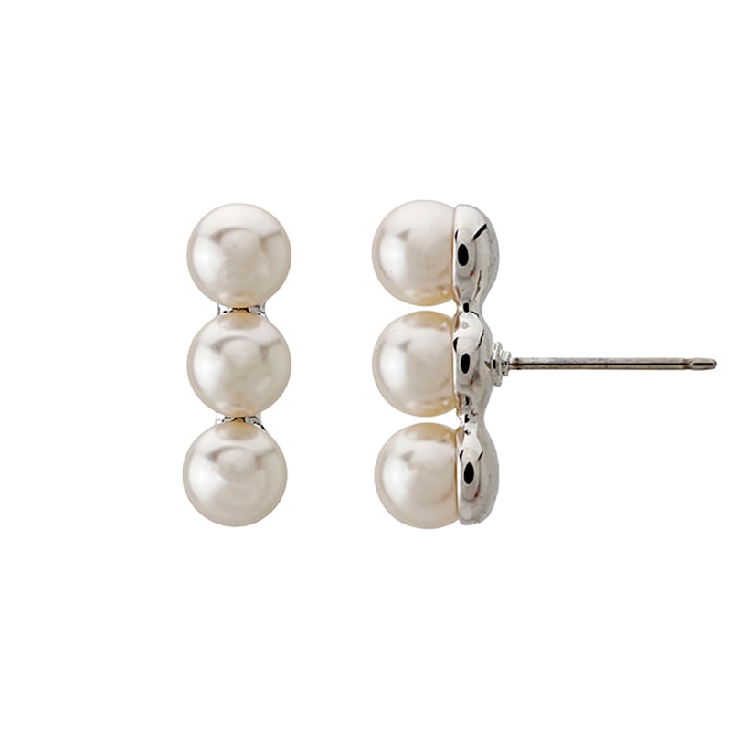 クリスタルガラスパール　トリニティピアス ロジウムカラー