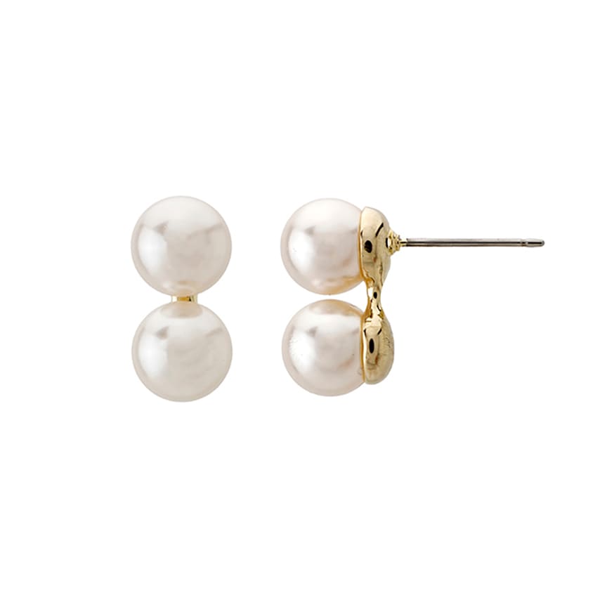 クリスタルガラスパール　ダブルピアス ゴールドカラー