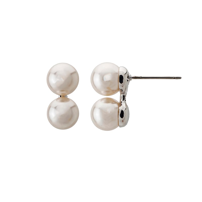 クリスタルガラスパール　ダブルピアス ロジウムカラー