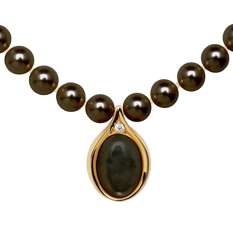 ドロップデザイン　クリスタルパールネックレス ゴールドカラー