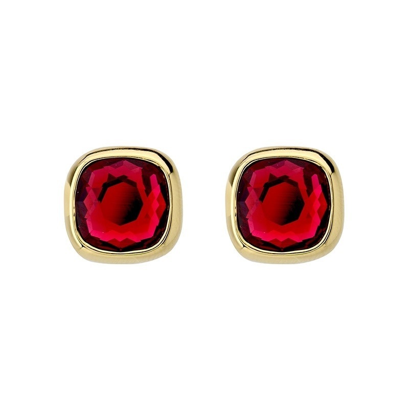 スカーレットカラー　クリスタルガラスピアス ゴールドカラー