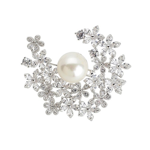 貝パール クラシカルデザインブローチ ホワイトカラー