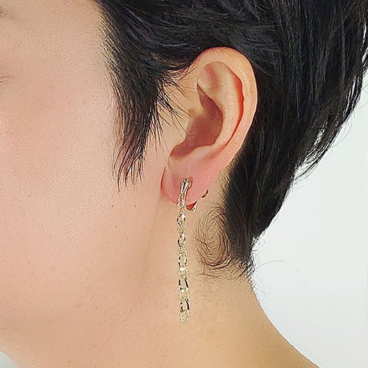 ビンテージ ハンドメイイドチェーン イヤリング ゴールドカラー