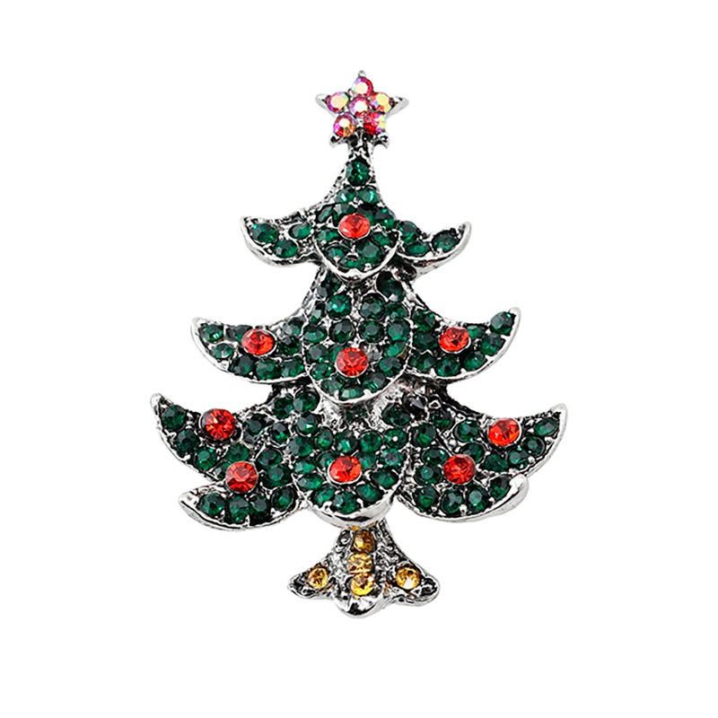 クリスマスツリーモチーフ ブローチ ブラックロジウムカラー