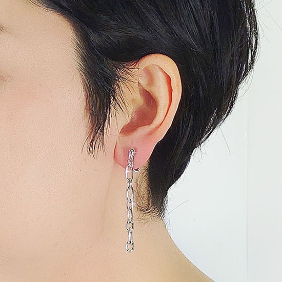 ビンテージ ハンドメイイドチェーン イヤリング ロジュームカラー