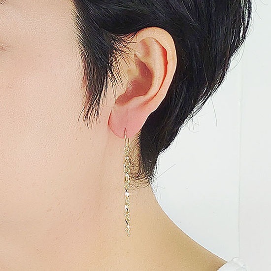 ビンテージ ハンドメイイドチェーン ピアス ゴールドカラー