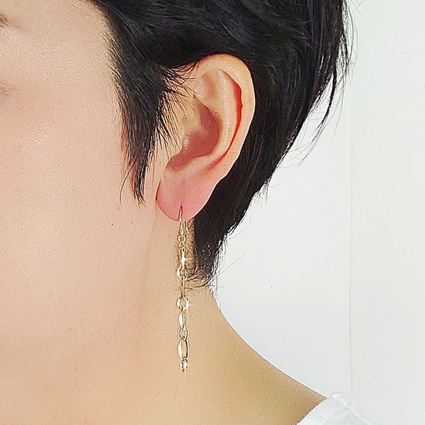 ビンテージ ハンドメイイドチェーン ピアス ゴールドカラー