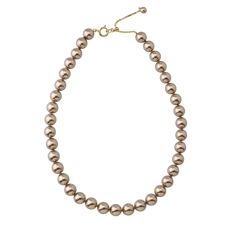 クリスタルガラスパール　1連ネックレス ブラウンカラー