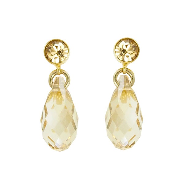 クリスタルガラス ドロップイヤリング ゴールデンシャドウカラー