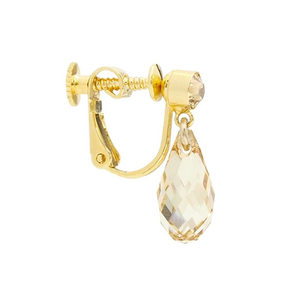 クリスタルガラス ドロップイヤリング ゴールデンシャドウカラー