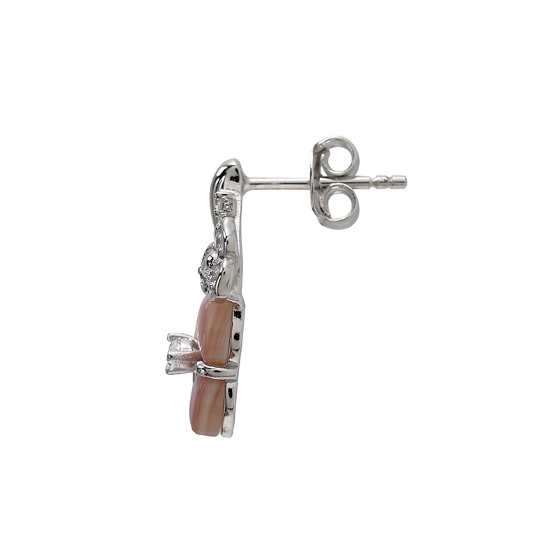 フラワーモチーフ　ピンク蝶貝ピアス ロジュームカラー