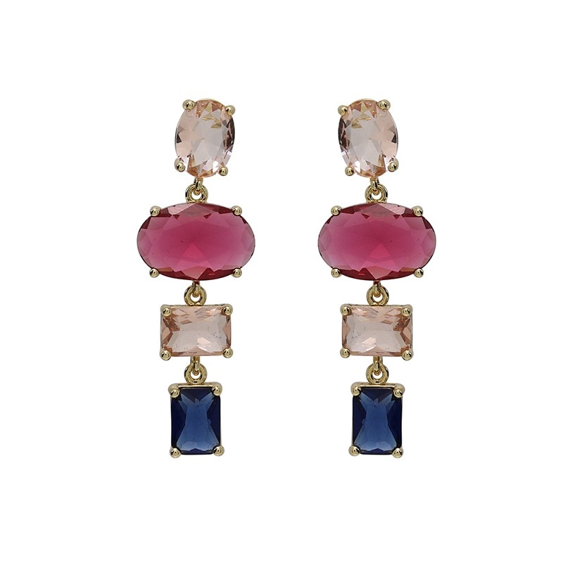 マルチカラー　デザインピアス ゴールドカラー