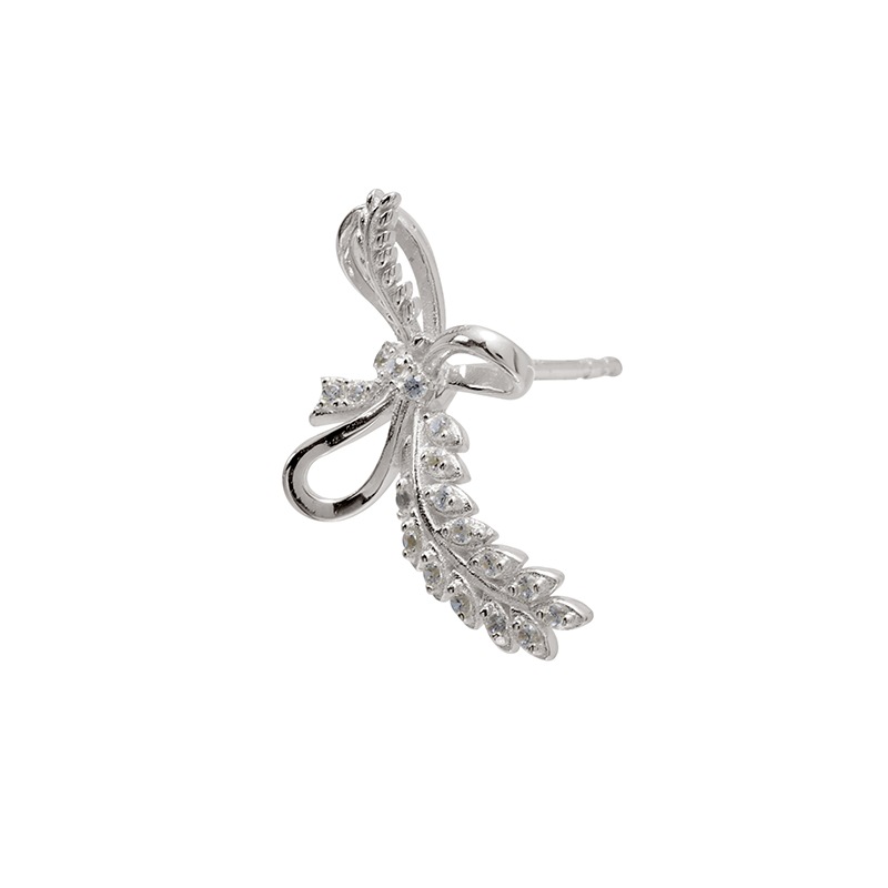 ボタニカルリボン　デザインピアス ロジュームカラー