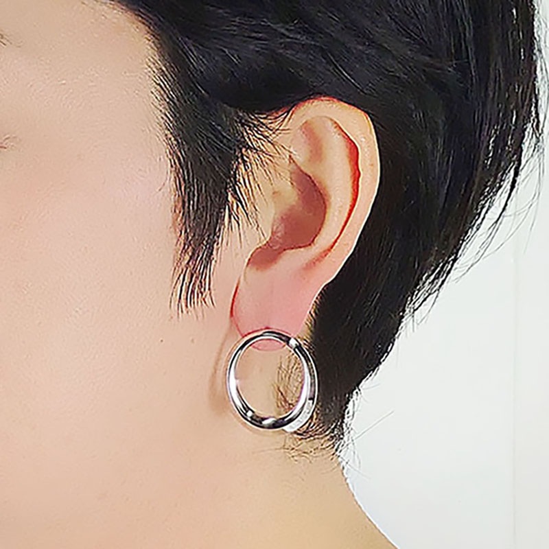 メタル オーバルリングピアス ロジュームカラー