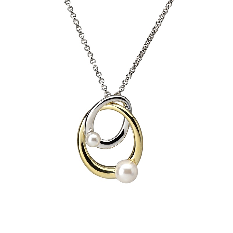 プラパール　コンビデザインネックレス ゴールドカラー/ロジュームカラー