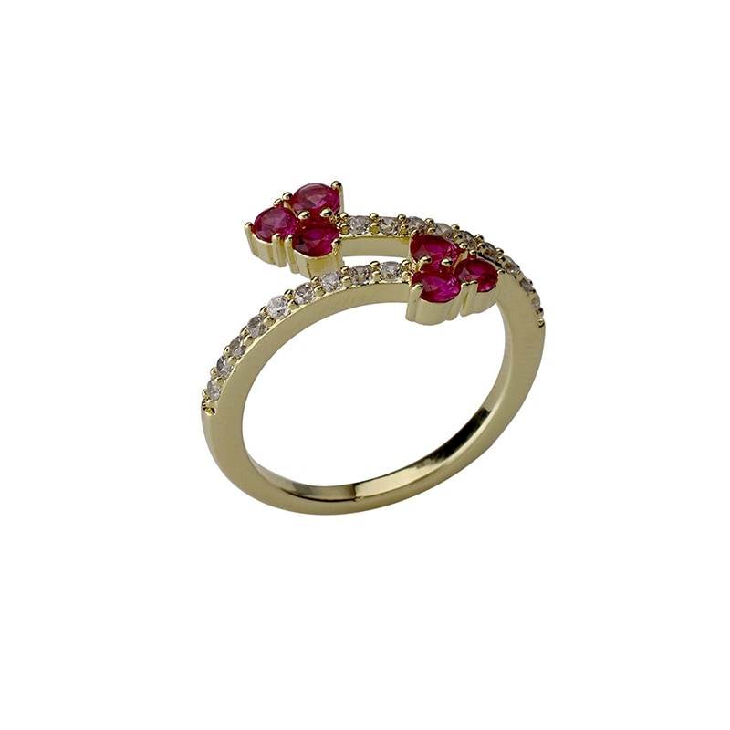 キュービックジルコニア フラワーデザインリング ゴールドカラー