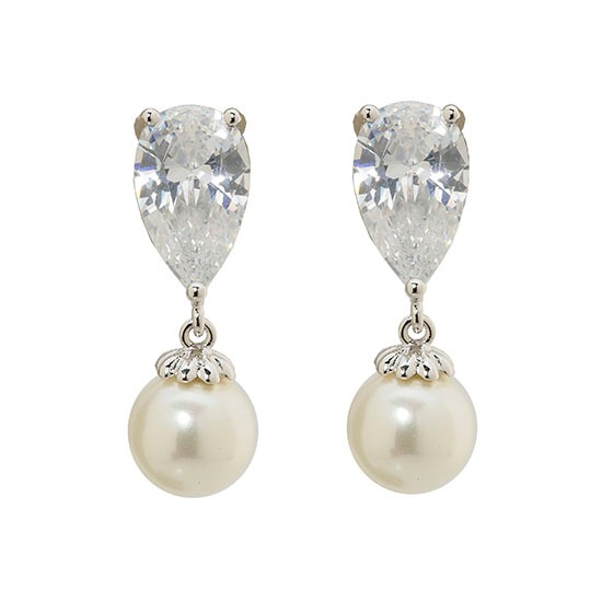 貝パール　クラシカルデザインピアス ホワイトカラー