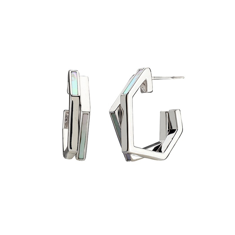 白蝶貝　デザインピアス ロジュームカラー