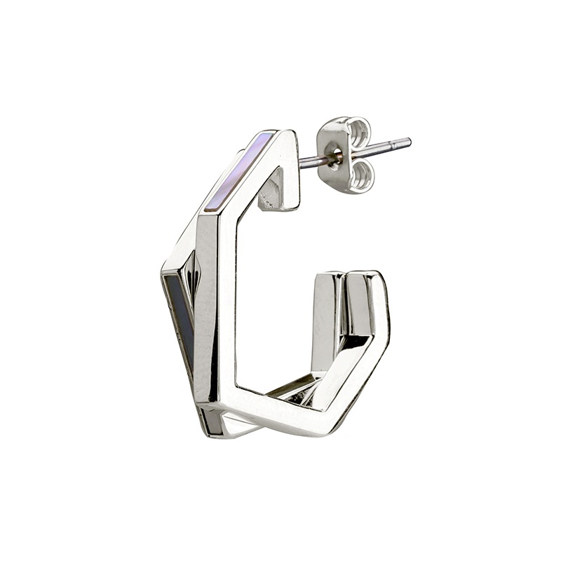 白蝶貝　デザインピアス ロジュームカラー