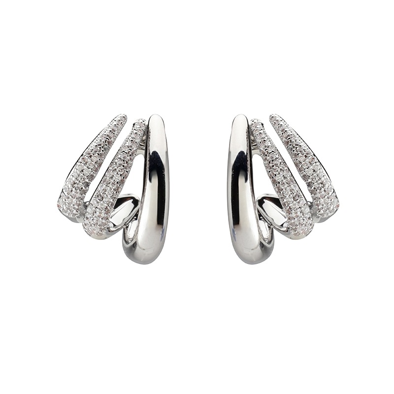 キュービックジルコニア デザインピアス ロジュームカラー