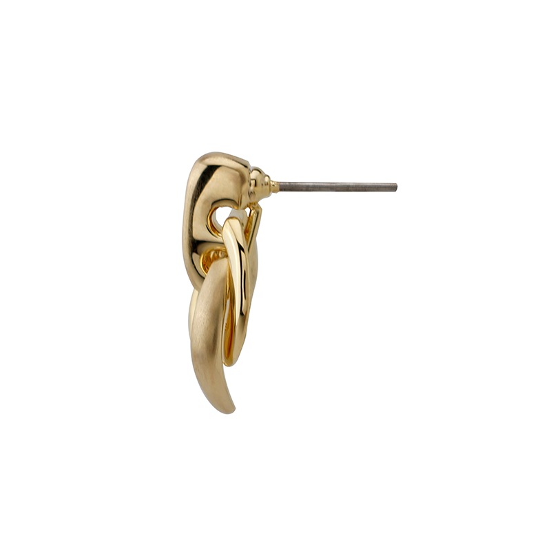 ダブルパーツ　メタルピアス ゴールドカラー