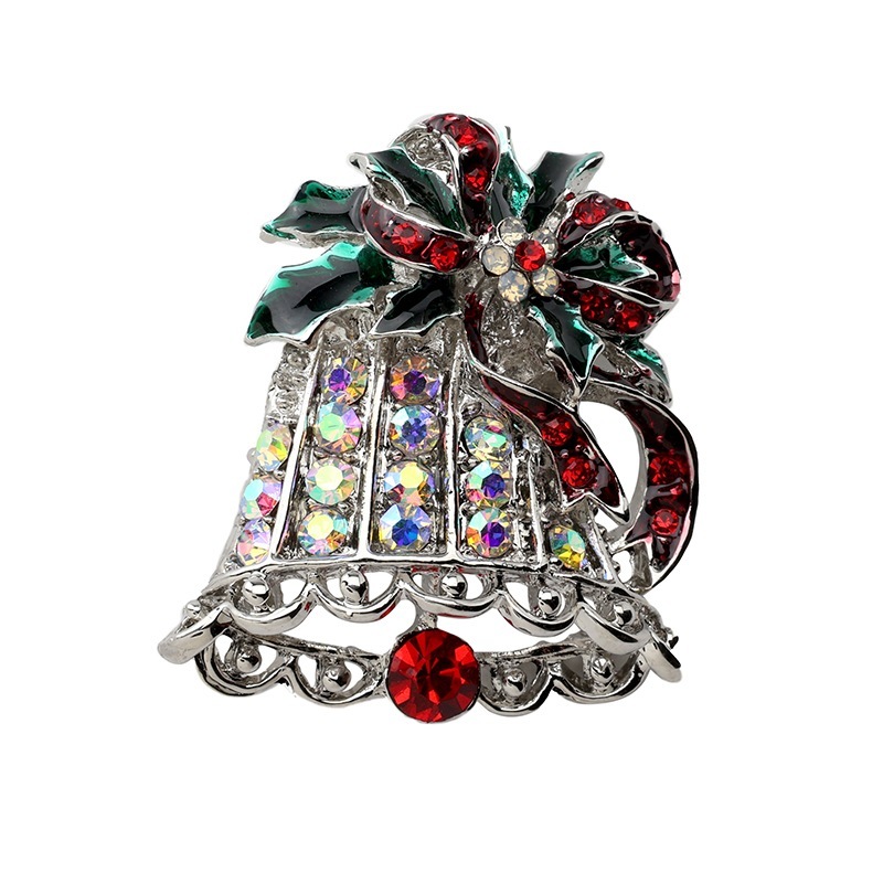 クリスマス　ジングルベルブローチ ロジュームカラー