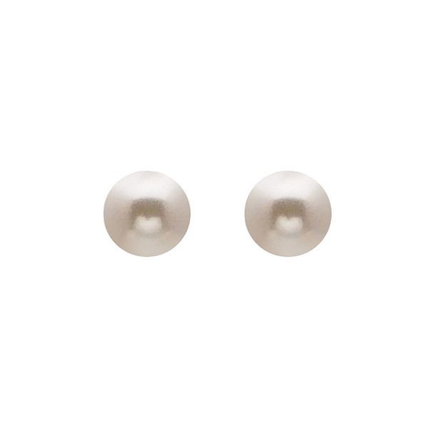 クリスタルガラスパール 1粒ピアス 10mm クリームローズカラー