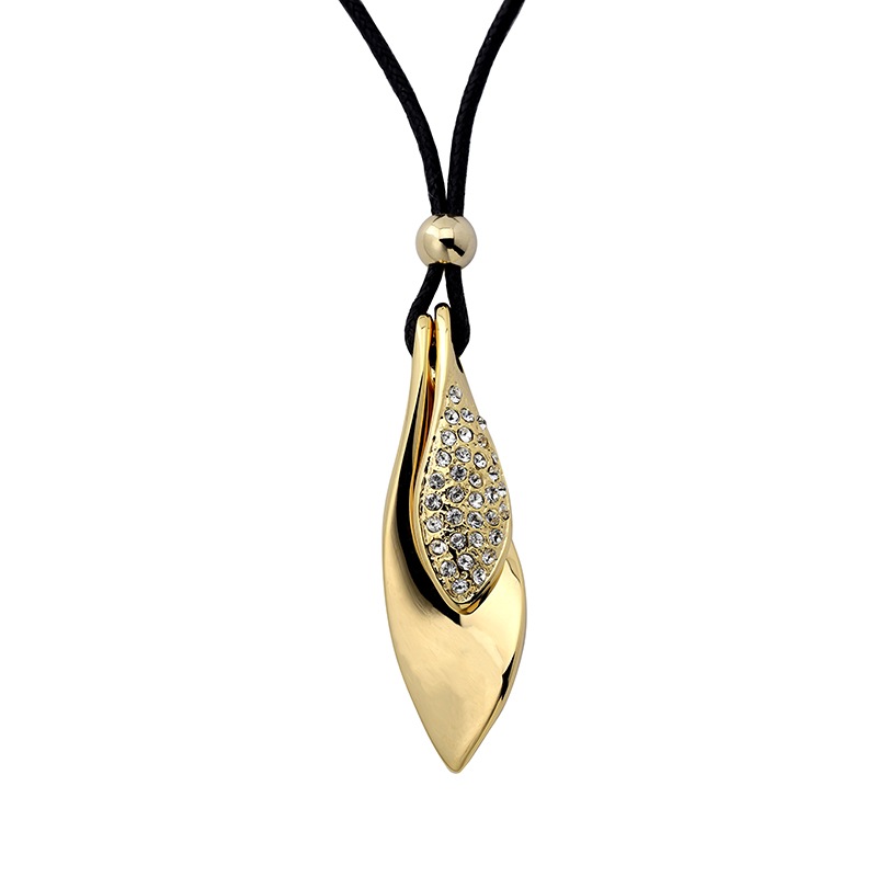 モダンリーフモチーフ　デザインネックレス ゴールドカラー