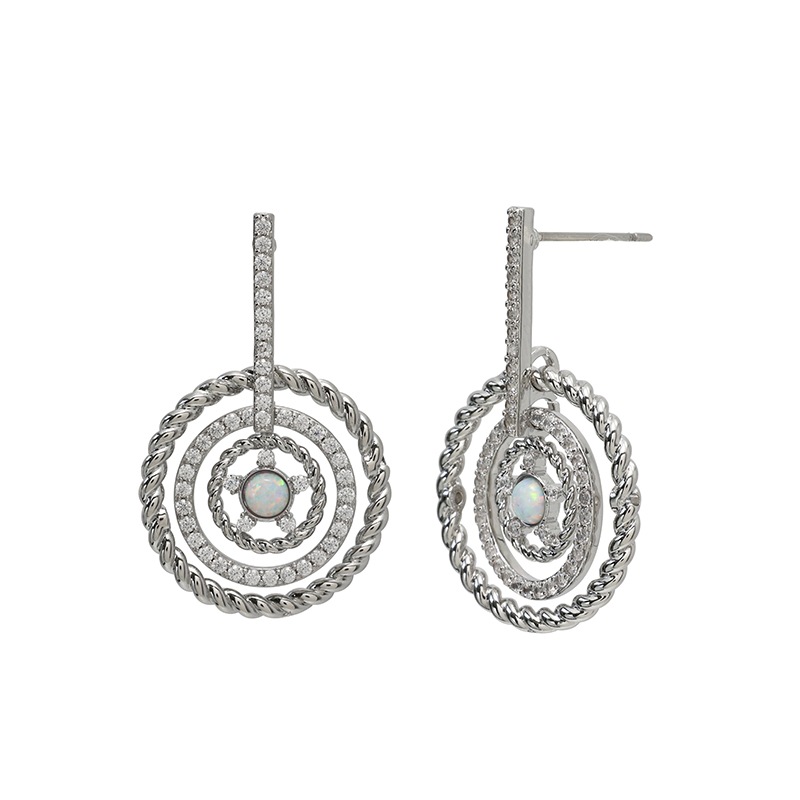 キュービックジルコニア　サークルデザイン　ピアス ロジュームカラー